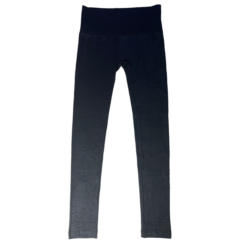 French Laundry Womens S/M Black Snakeskin Print Leggings Full Length Yoga Pants